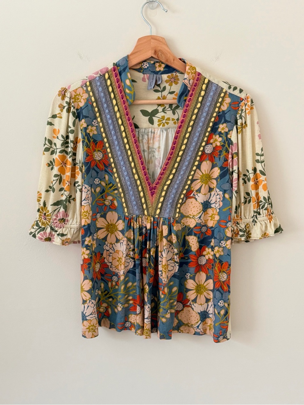 Anthropologie BI-nk Stephanie top boho flowers artsy Size Small - Picture 2 of 13
